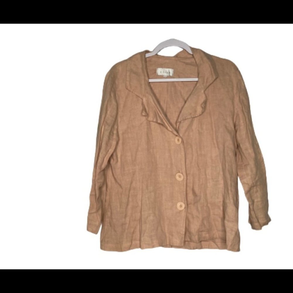 Vintage J. Jill Pale Orange Linen 3 Button Down